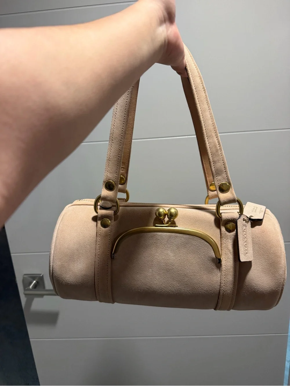 Coach Nauge Suede Kisslock Barrel